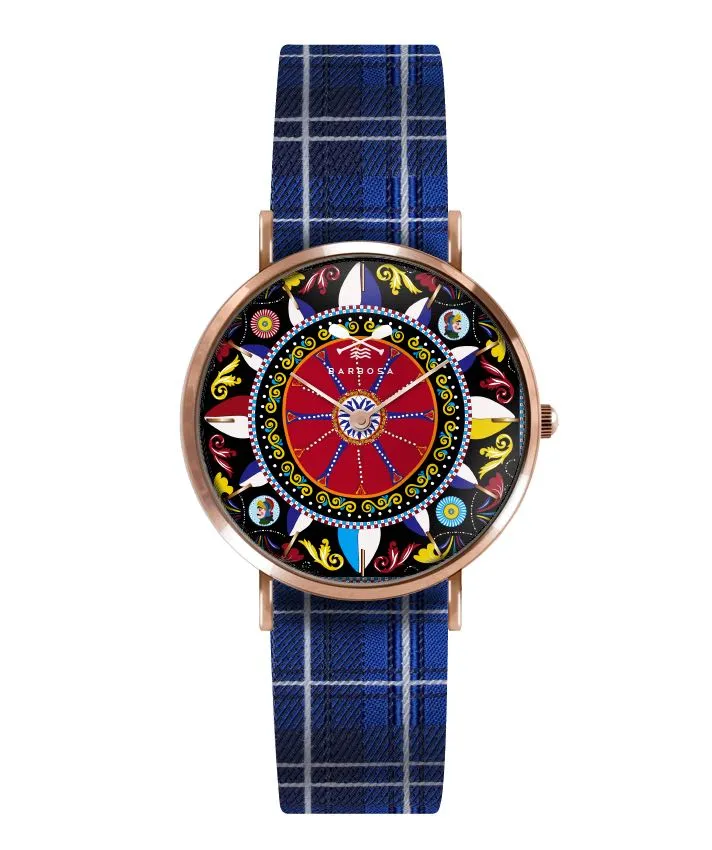 OROLOGIO SICILY BLACK dm. 36,5 JACQUARD SCOZZESE BLU