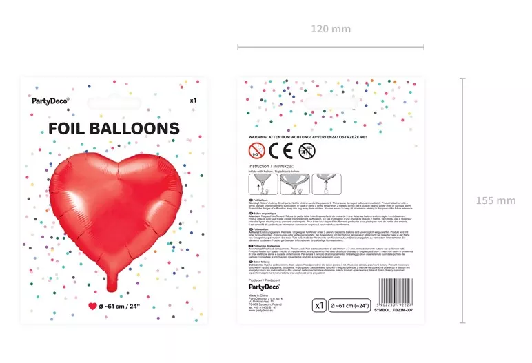 Palloncino a cuore rosso 61cm