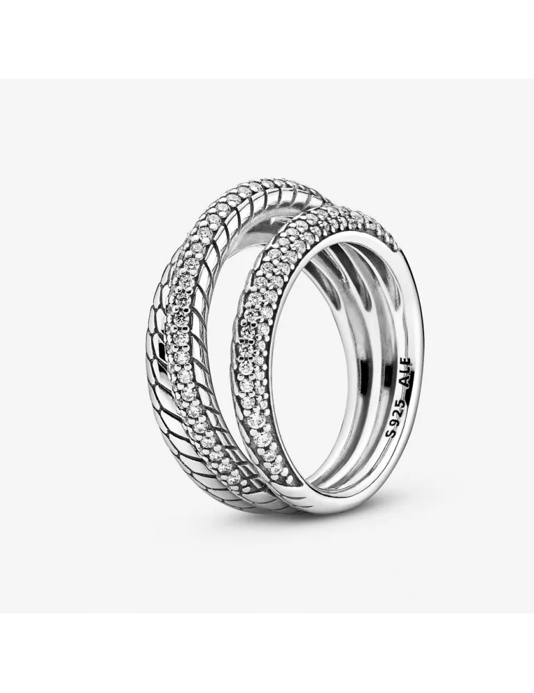 Pandora - Anello A Tripla Fascia Con Maglia Snake