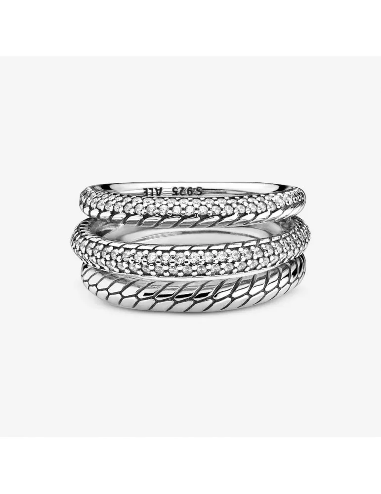 Pandora - Anello A Tripla Fascia Con Maglia Snake