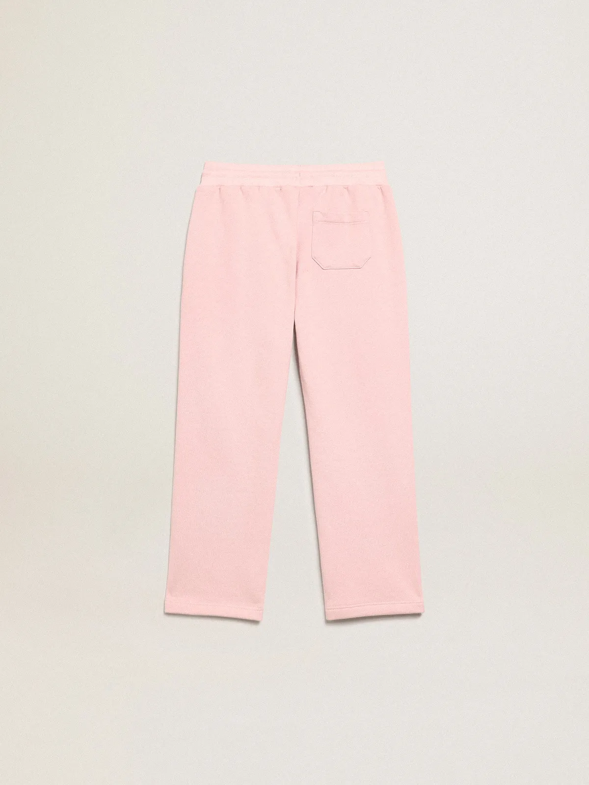 Pantalone jogging rosa con stella in glitter sul davanti