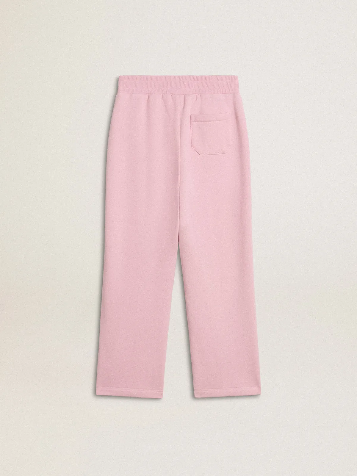 Pantalone jogging rosa con stella in glitter sul davanti