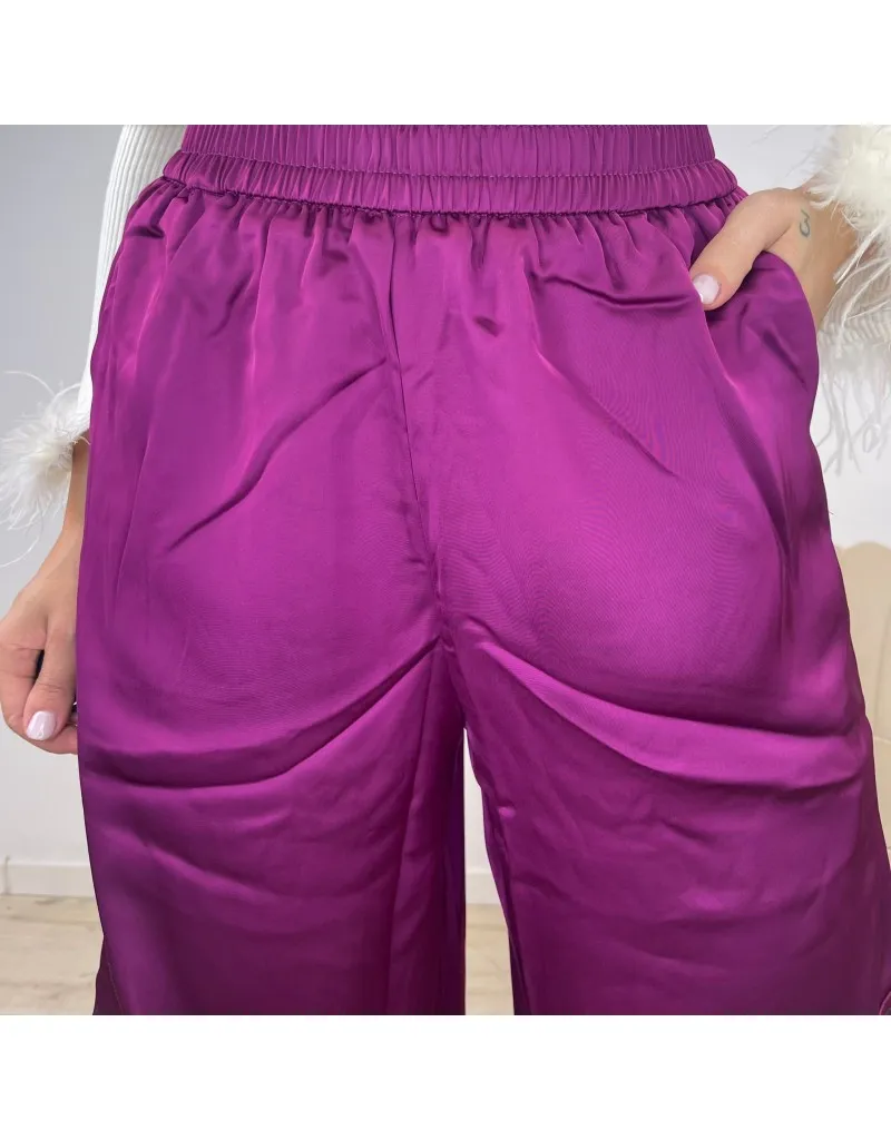 PANTALONI CARGO SATIN AMARENA