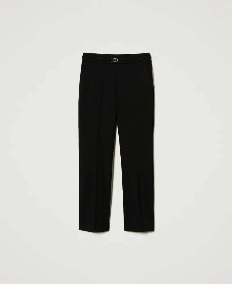 Pantaloni con cinturino Oval T e piega