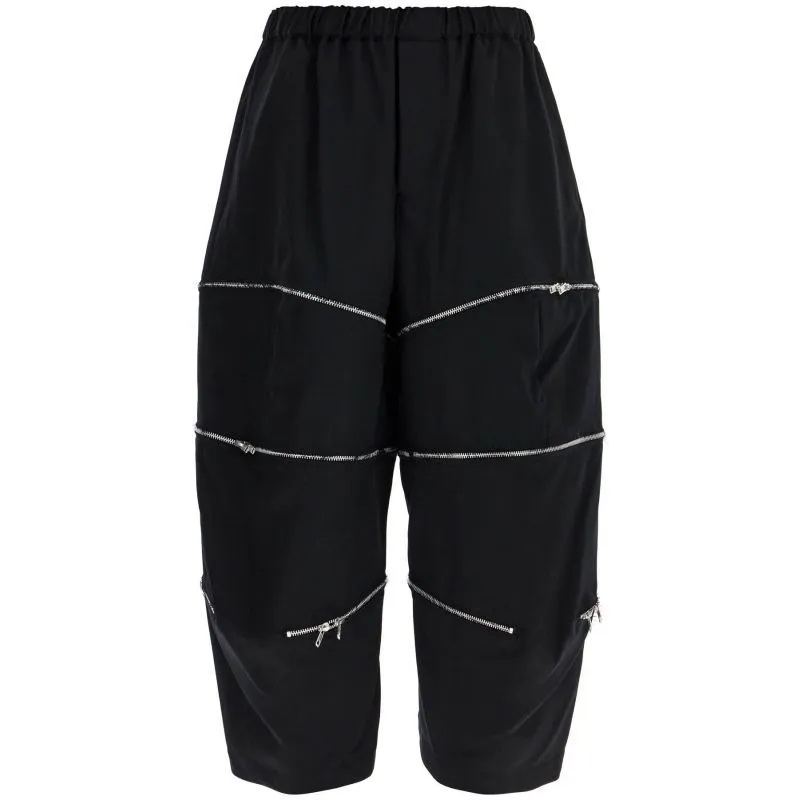 Pantaloni cropped con zip apribili