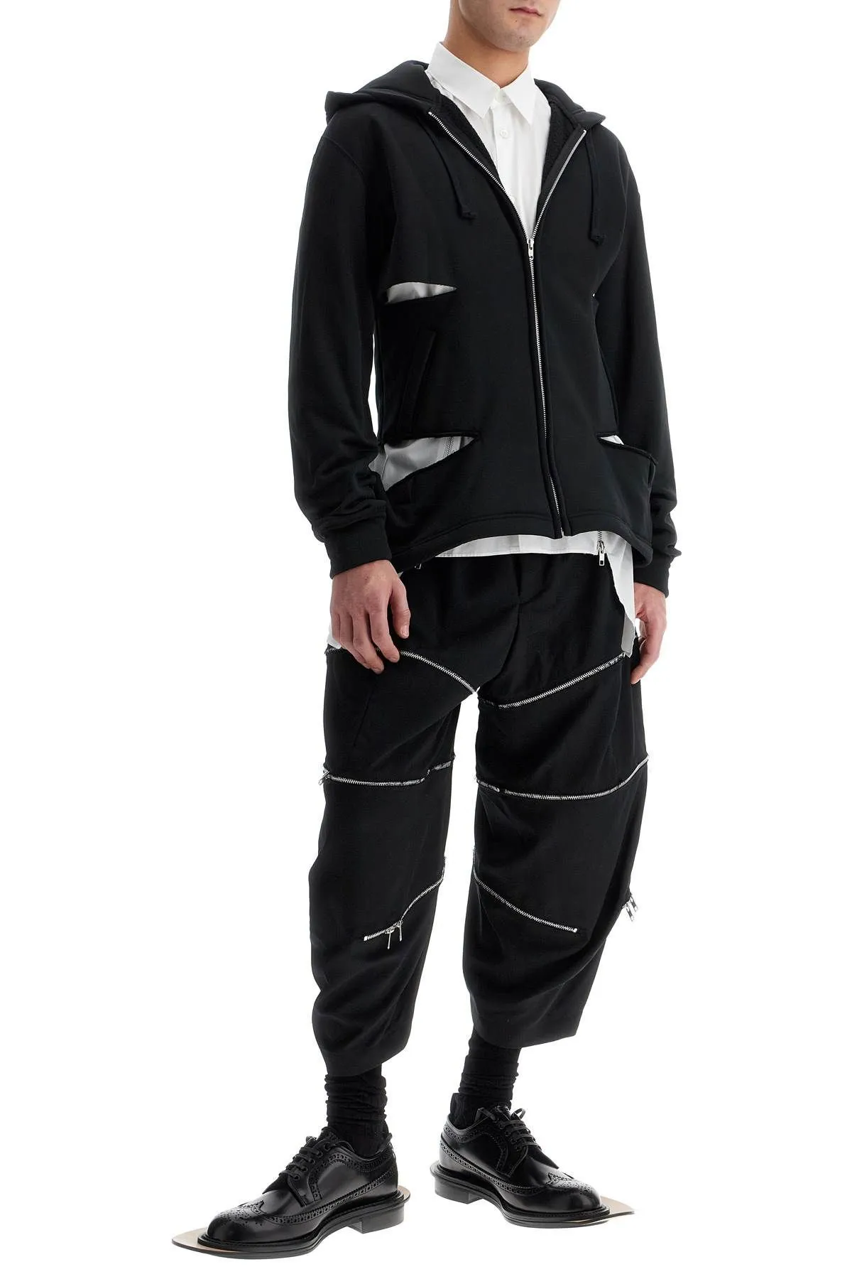 Pantaloni cropped con zip apribili