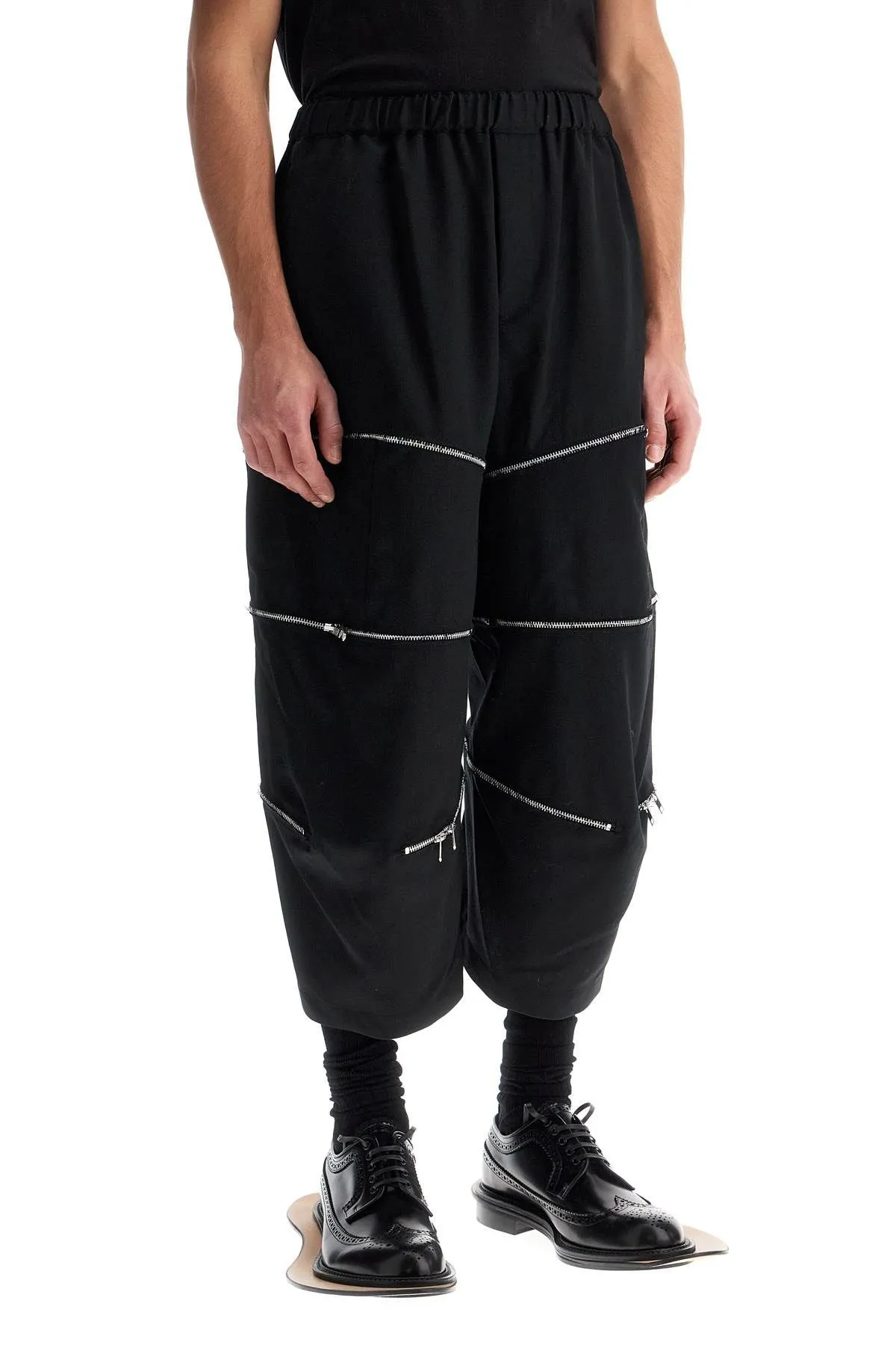 Pantaloni cropped con zip apribili