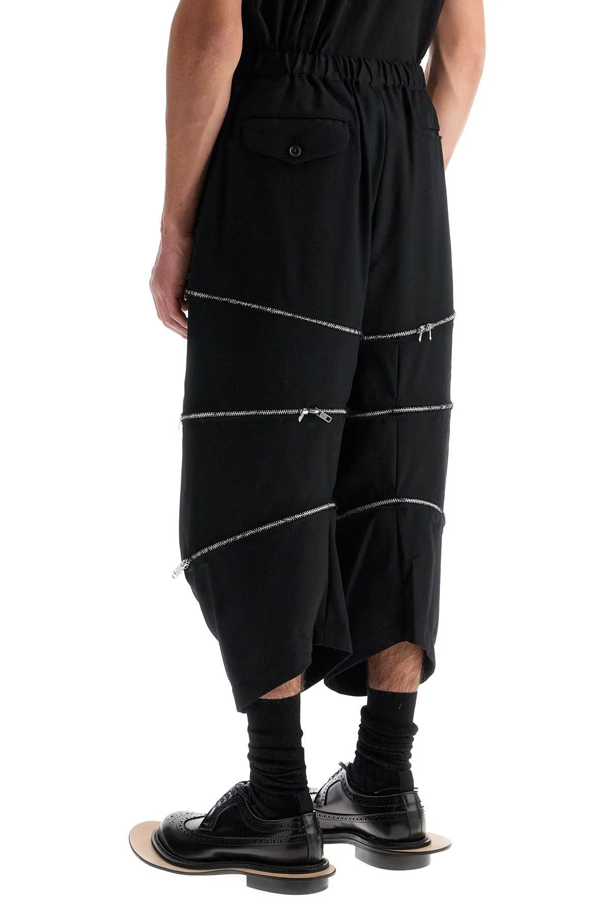 Pantaloni cropped con zip apribili