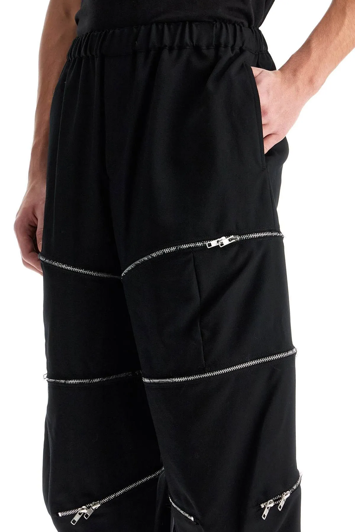 Pantaloni cropped con zip apribili