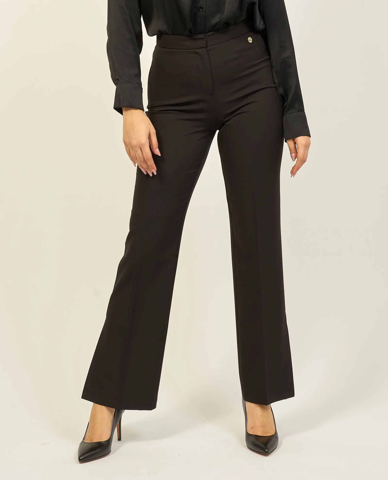 Pantaloni donna Yes Zee modello a palazzo con spacco