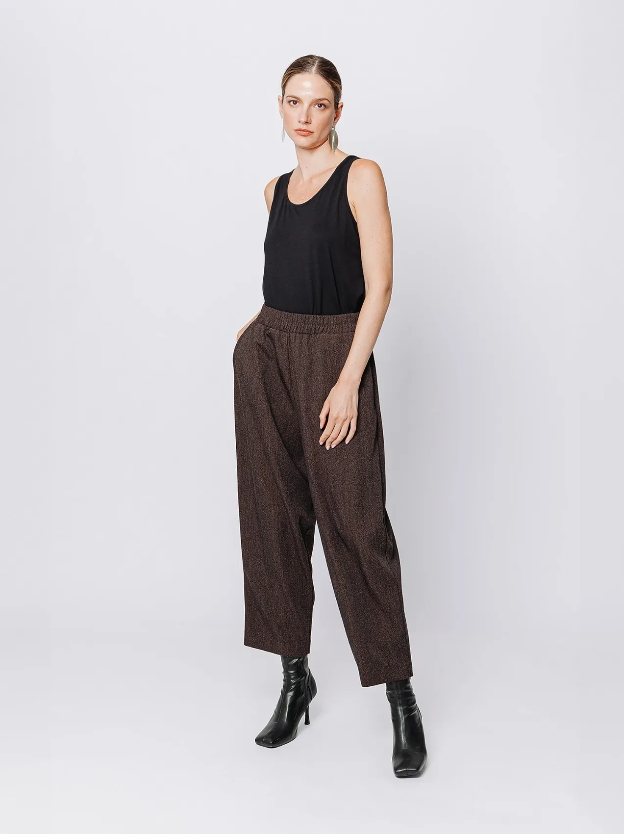Pantaloni gaucho con trama melange