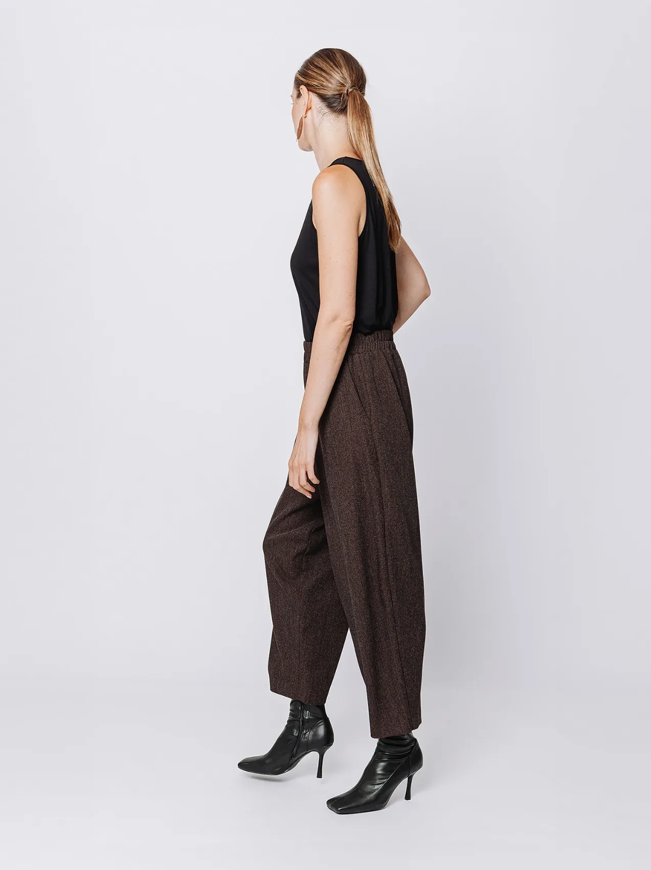 Pantaloni gaucho con trama melange