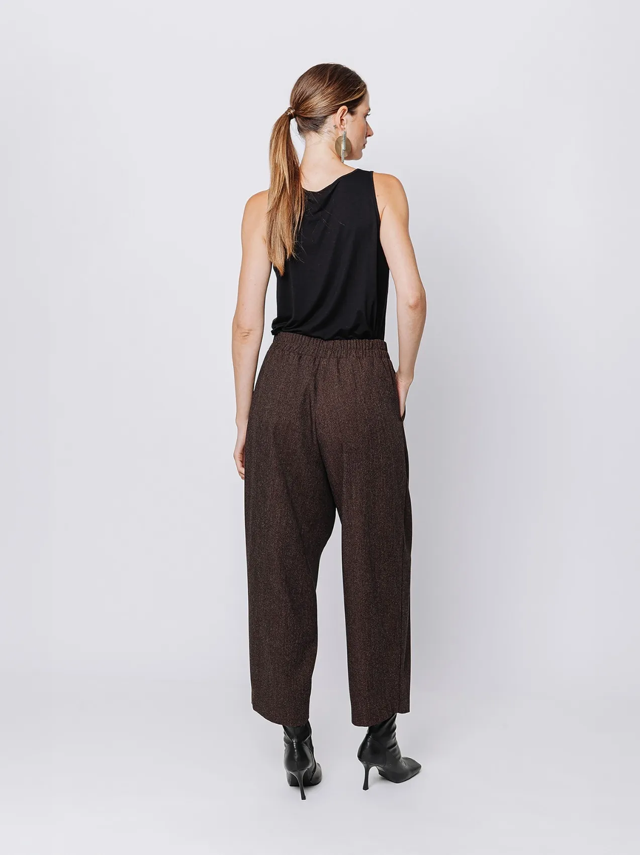 Pantaloni gaucho con trama melange
