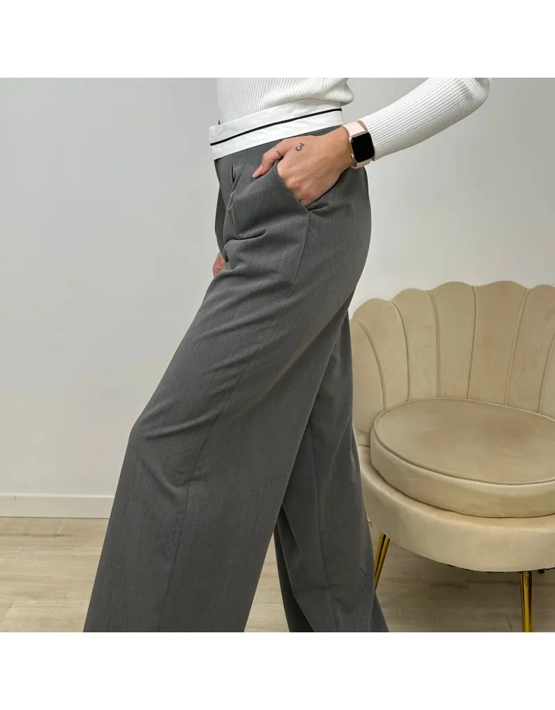 PANTALONI PALAZZO GRIGIO