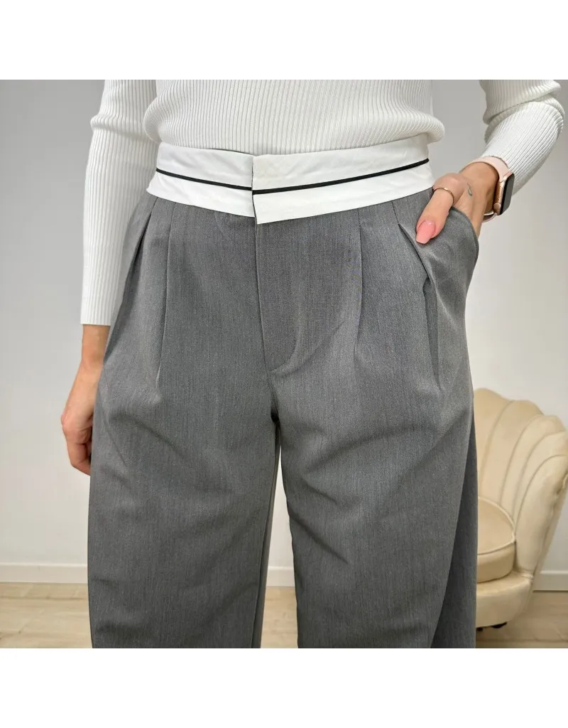 PANTALONI PALAZZO GRIGIO