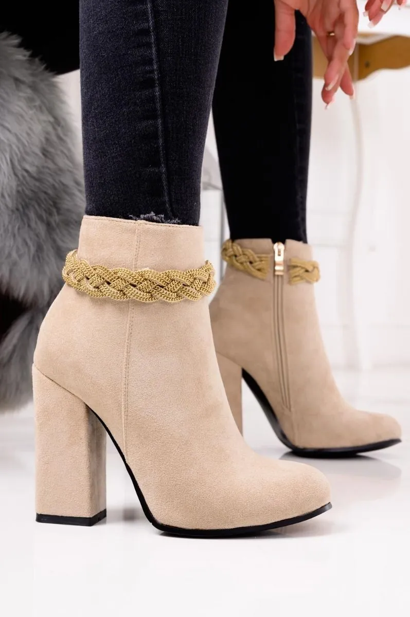 PAOLA - Tronchetti beige Alexoo con gioiello alla caviglia