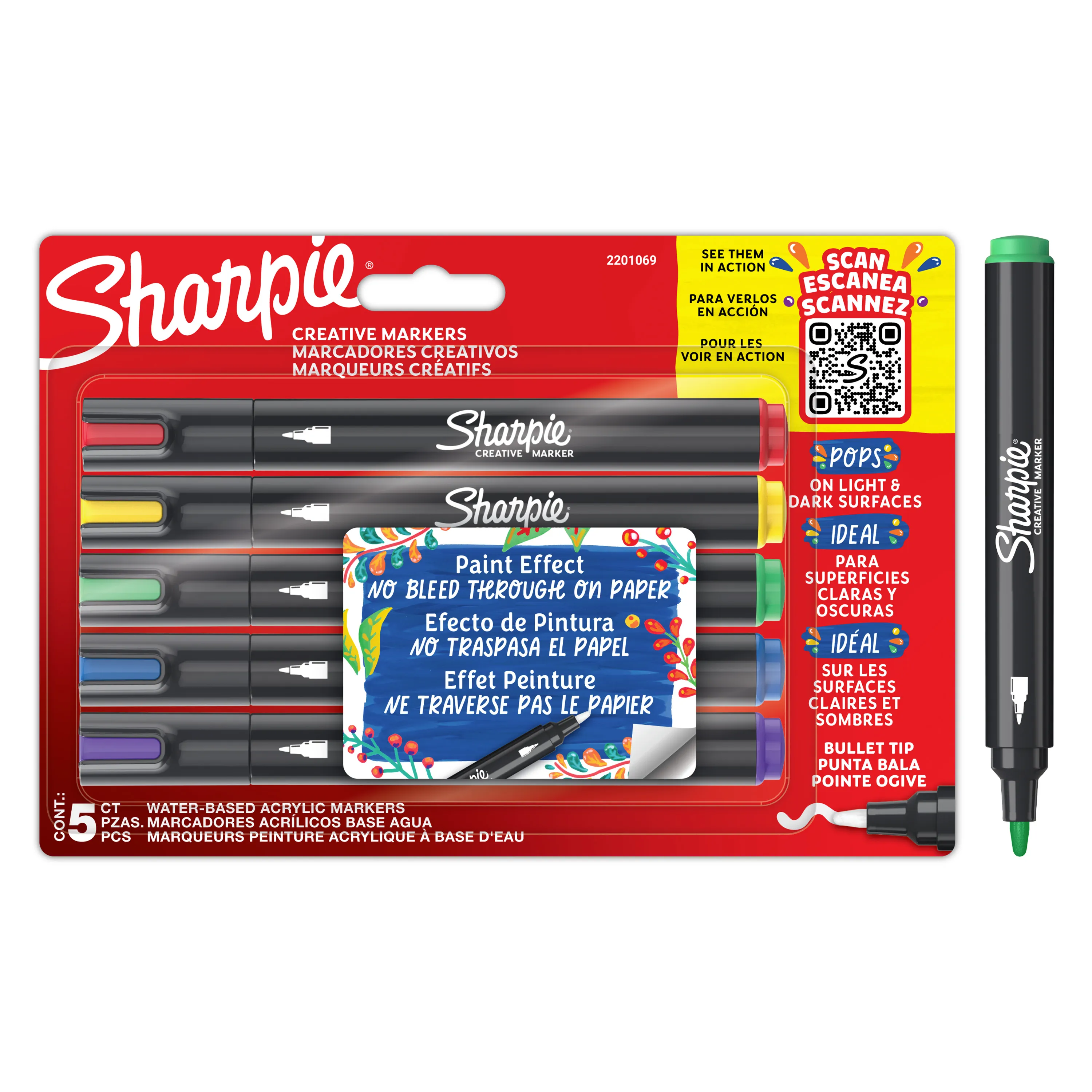 Pennarello marcatore Blu, Verde, Viola, Rosso, Giallo Sharpie, compatibile con Ceramica, Calcestruzzo/pietra, Vetro,