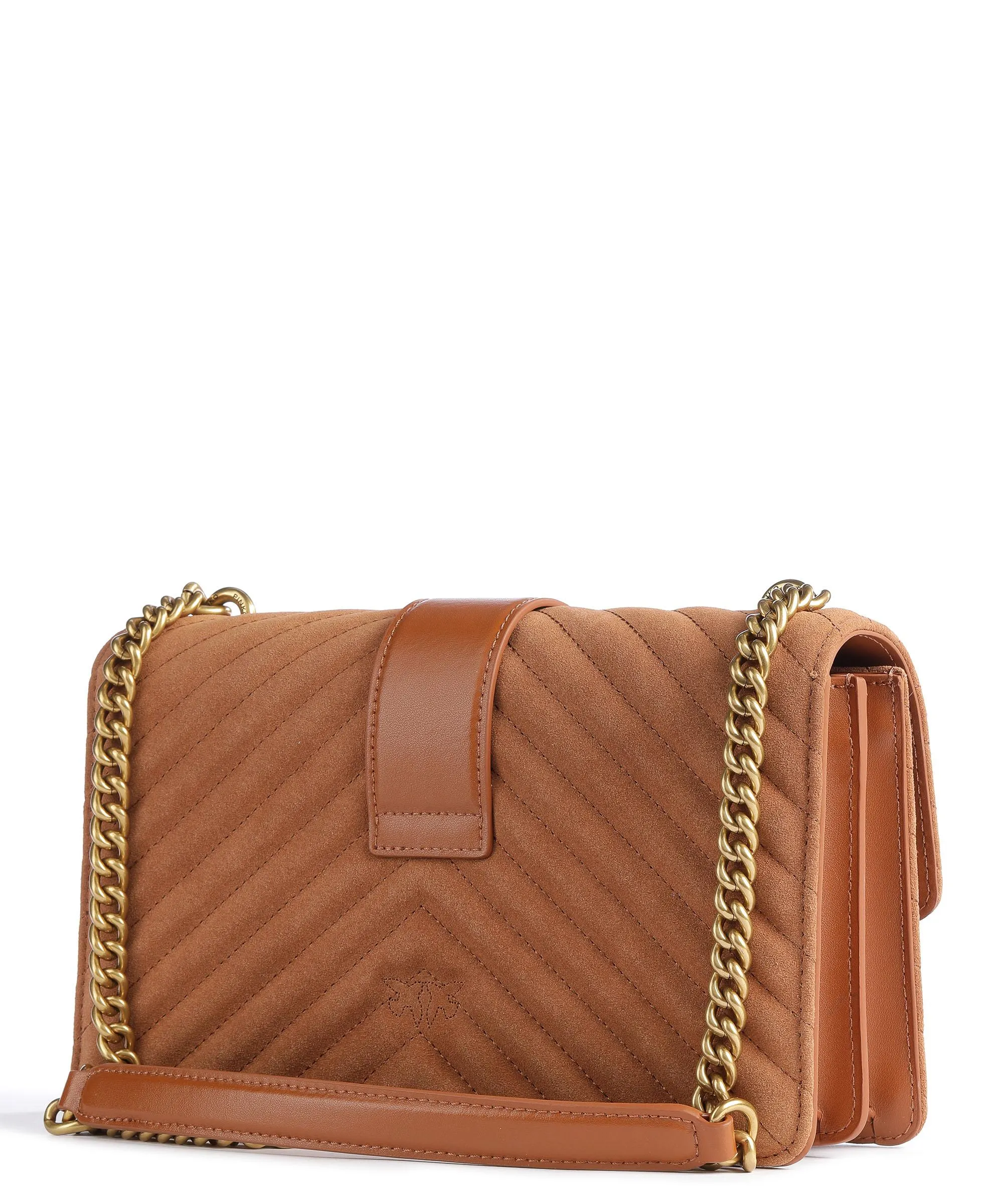  Pinko Love One Classic Borsa a tracolla pelle ruvida marrone  