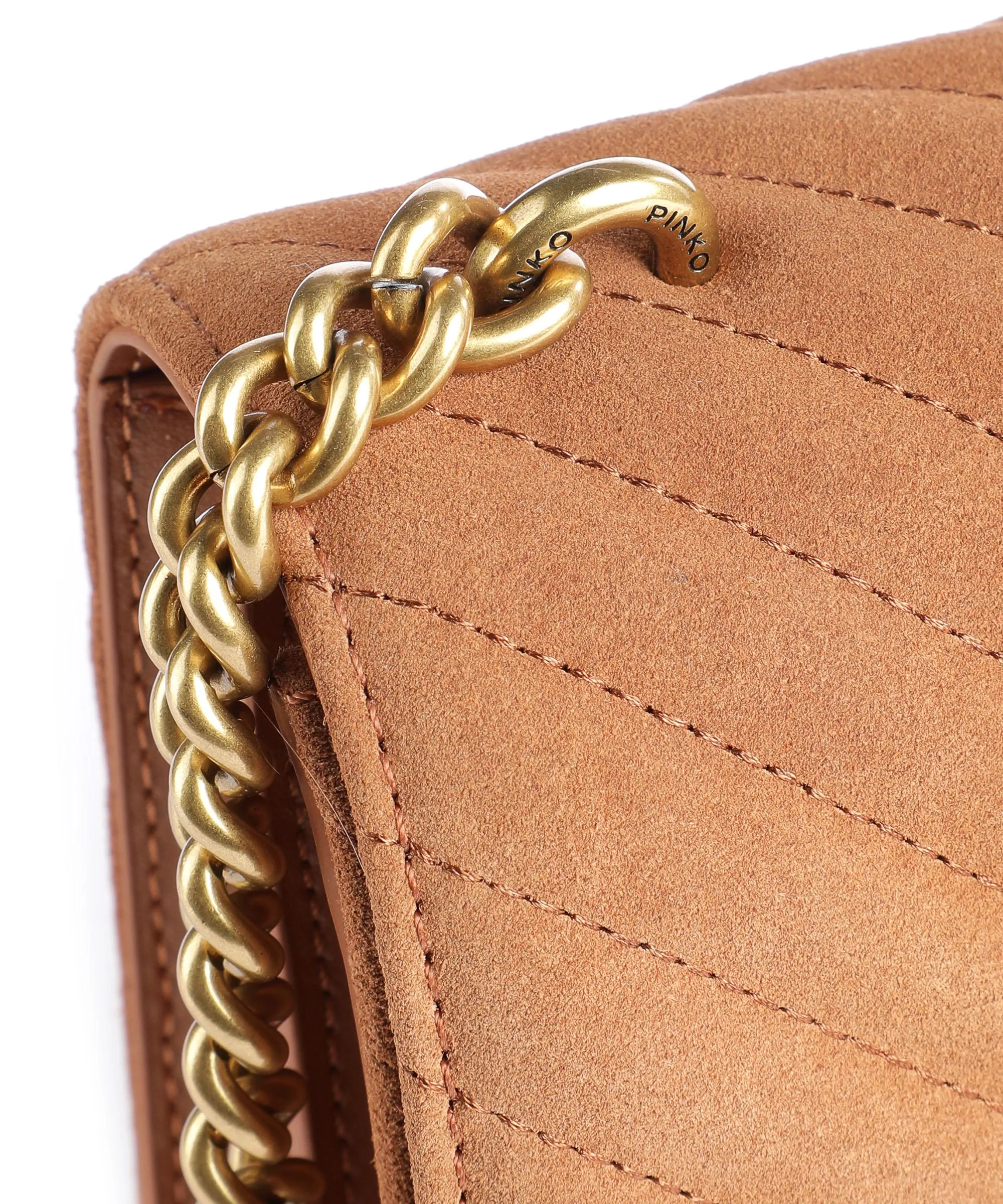  Pinko Love One Classic Borsa a tracolla pelle ruvida marrone  