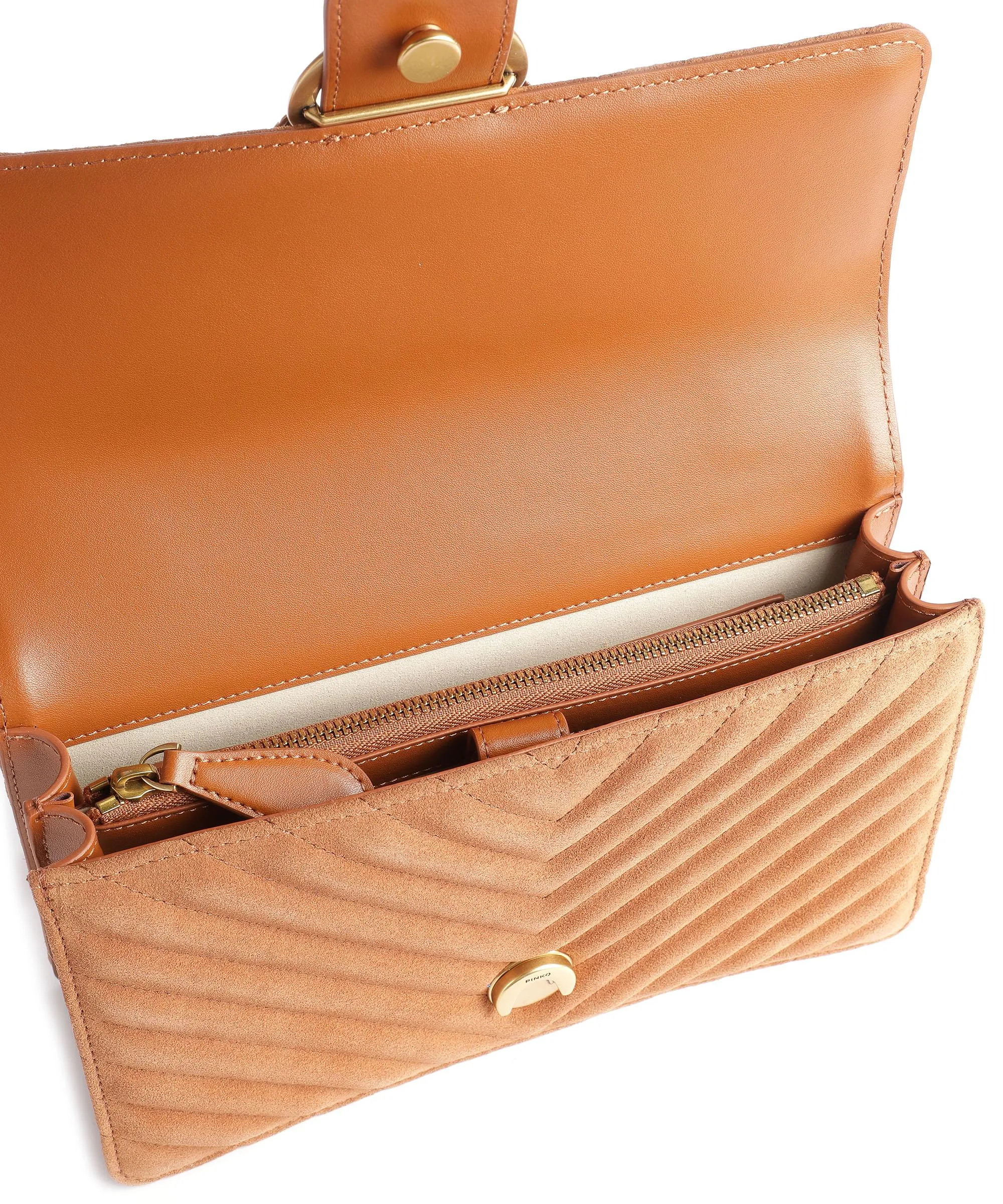  Pinko Love One Classic Borsa a tracolla pelle ruvida marrone  