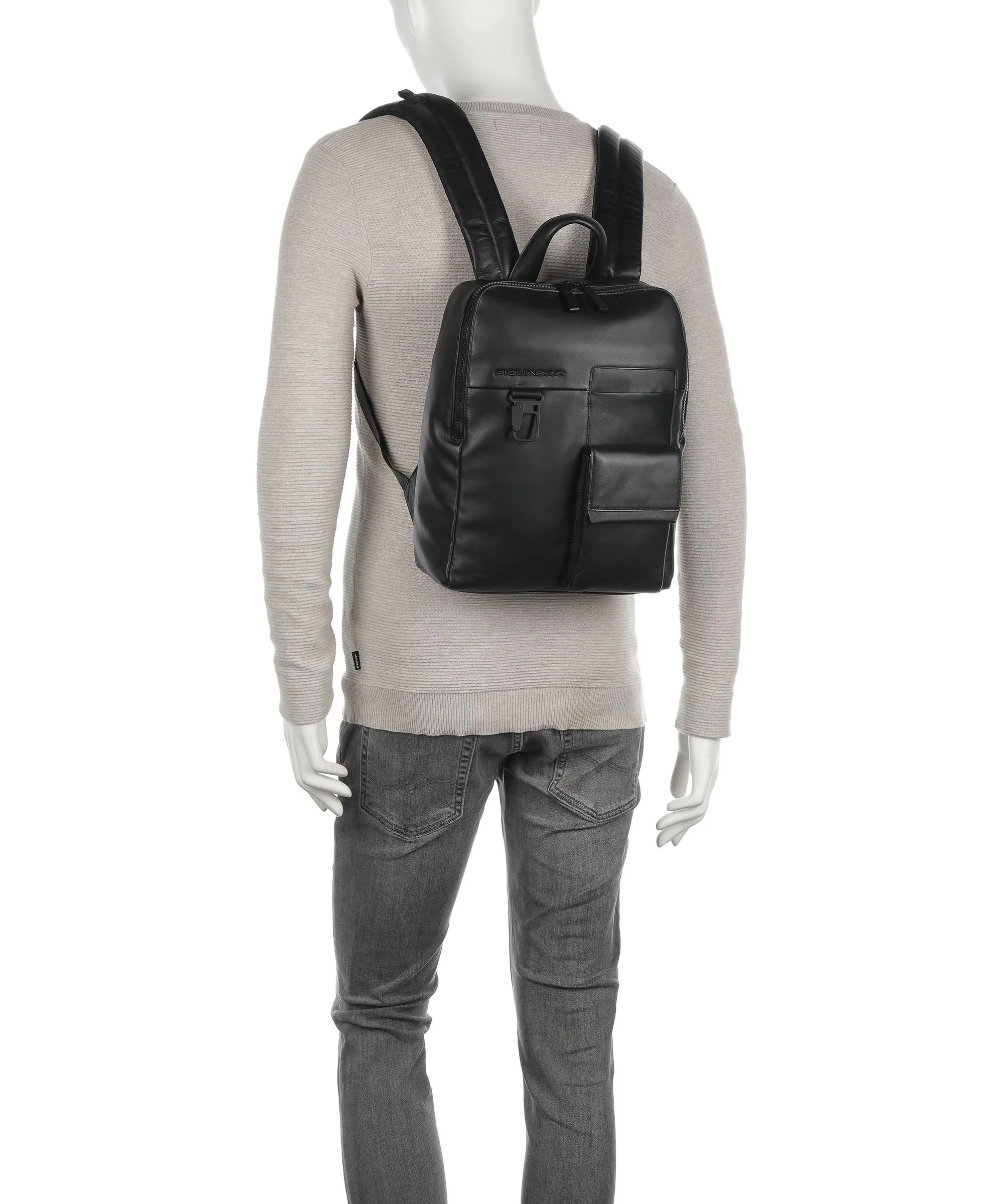  Piquadro Finn Zaino 13″ pelle di vacchetta finemente grana nero  