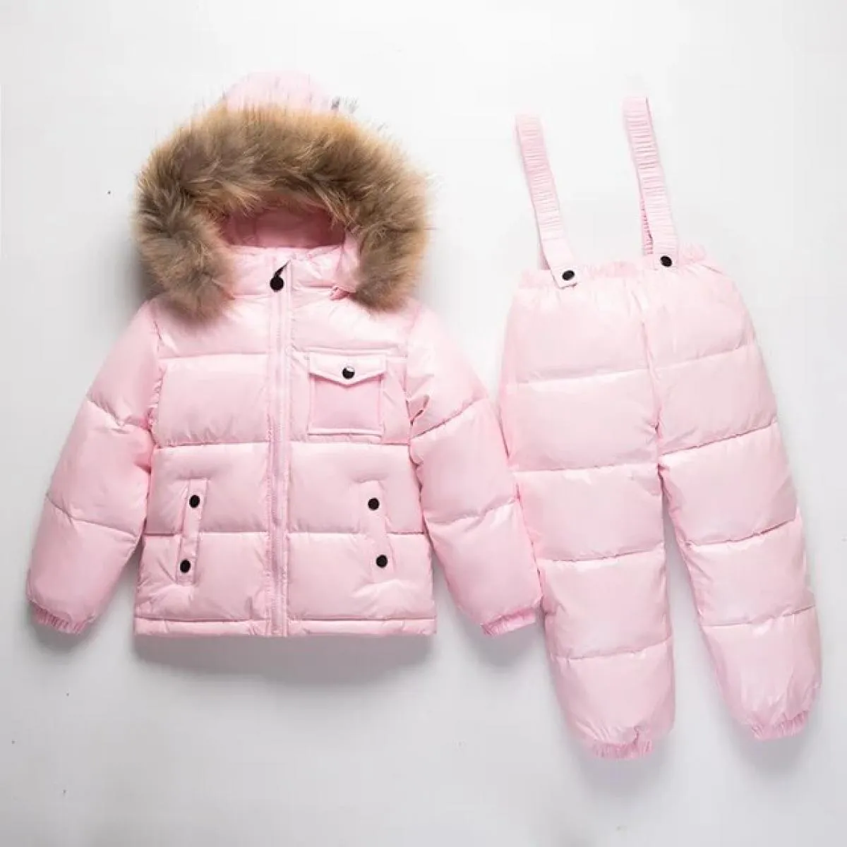 Piumino d'anatra bianco per bambina invernale da 30 gradi Abbigliamento da neve Cappotti impermeabili Tute Set di abbigliamento