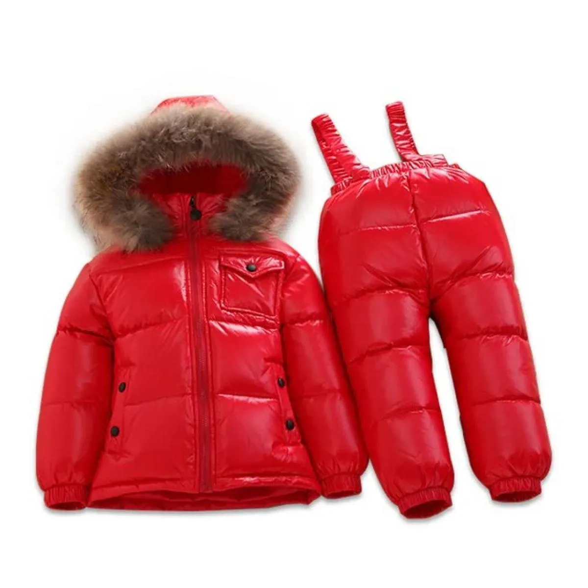 Piumino d'anatra bianco per bambina invernale da 30 gradi Abbigliamento da neve Cappotti impermeabili Tute Set di abbigliamento