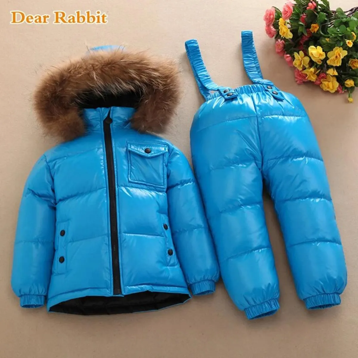 Piumino d'anatra bianco per bambina invernale da 30 gradi Abbigliamento da neve Cappotti impermeabili Tute Set di abbigliamento