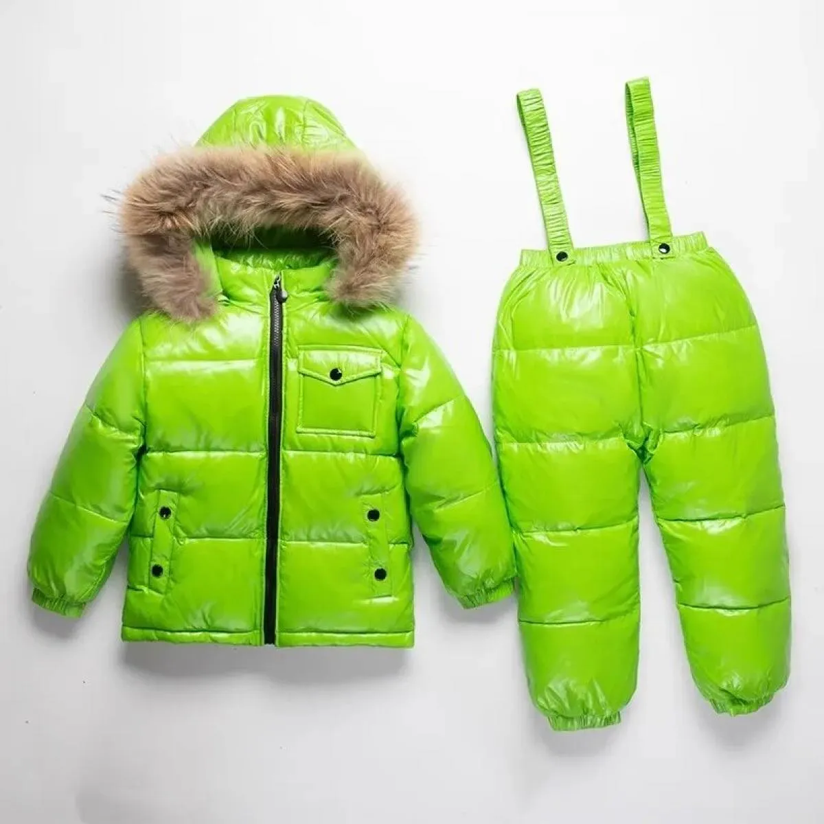 Piumino d'anatra bianco per bambina invernale da 30 gradi Abbigliamento da neve Cappotti impermeabili Tute Set di abbigliamento