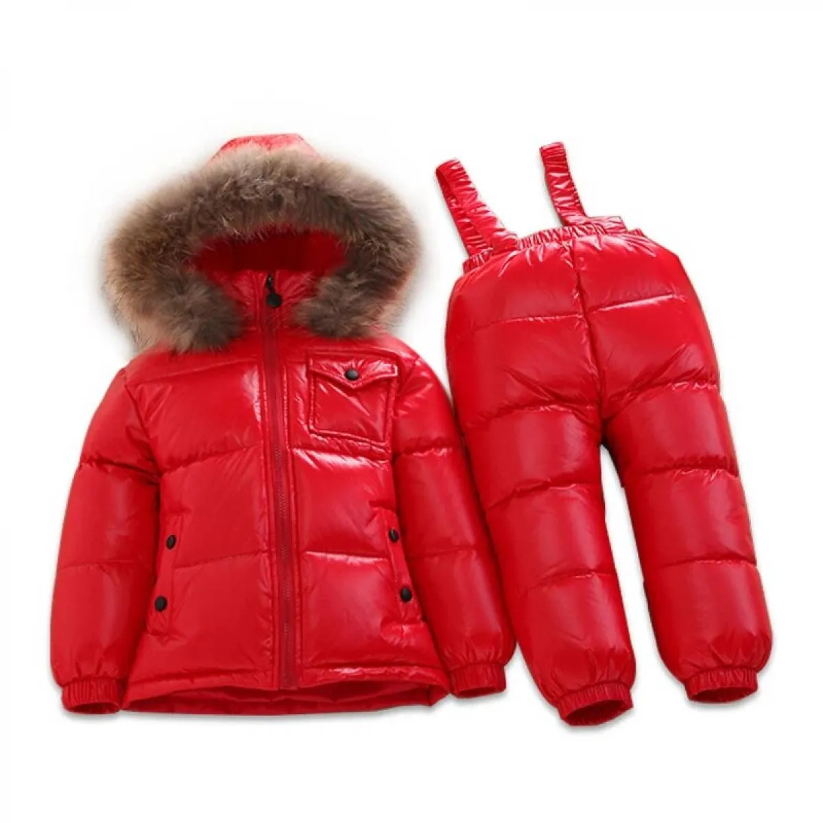 Piumino d'anatra bianco per bambina invernale da 30 gradi Abbigliamento da neve Cappotti impermeabili Tute Set di abbigliamento