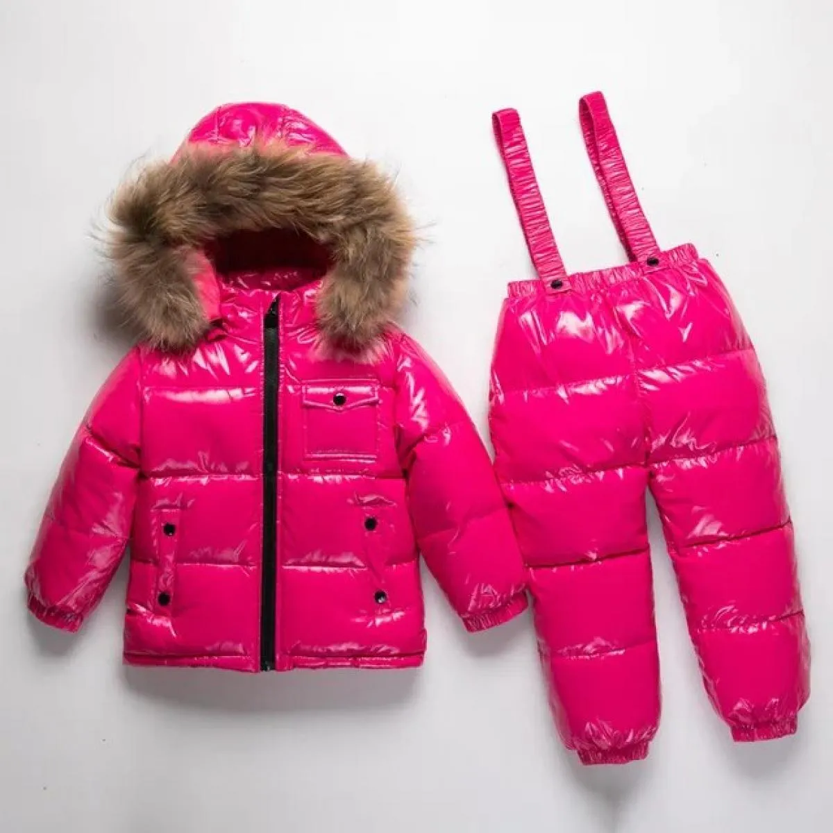 Piumino d'anatra bianco per bambina invernale da 30 gradi Abbigliamento da neve Cappotti impermeabili Tute Set di abbigliamento