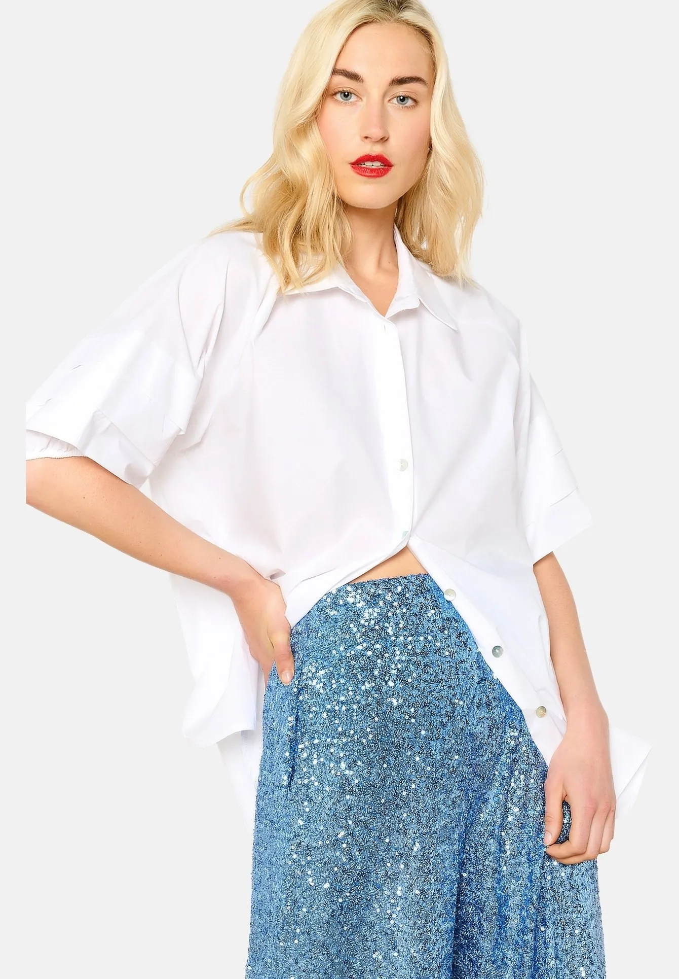 POPLIN WITH VOLUME SLEEVES - Camicia