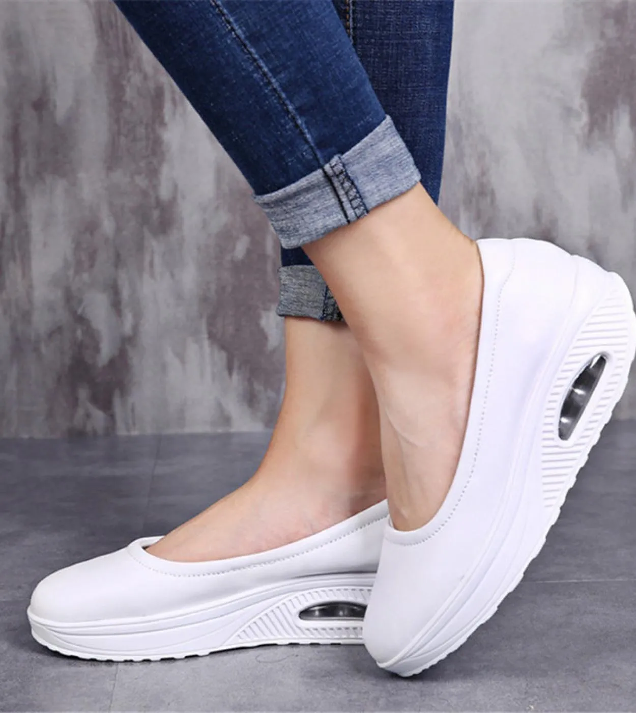 Primavera Autunno Donna Scarpe da ufficio casual Zeppe basse Scarpe da altalena Scarpe da ginnastica con suola spessa Scarpe da