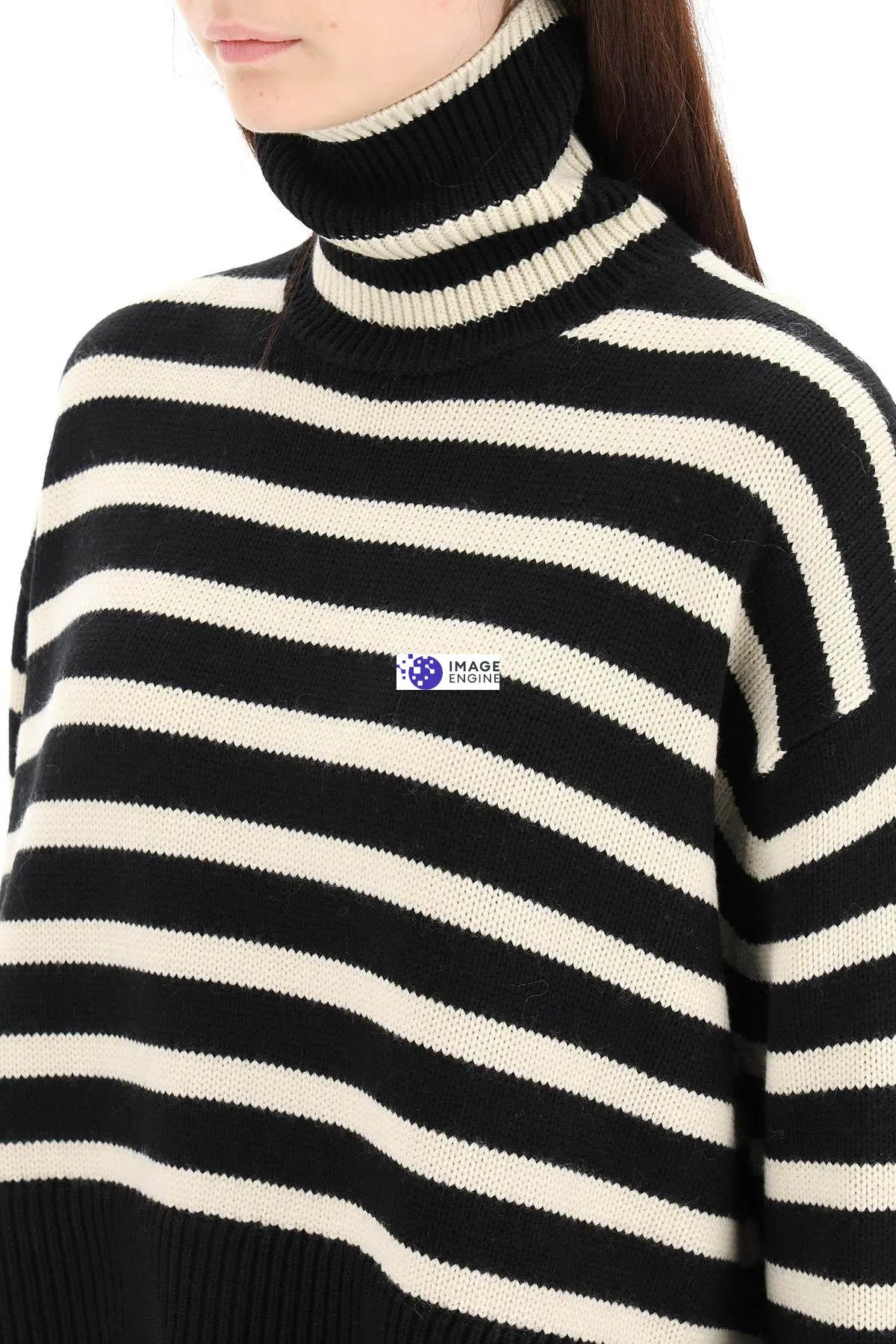 Pullover a righe in lana e cotone
