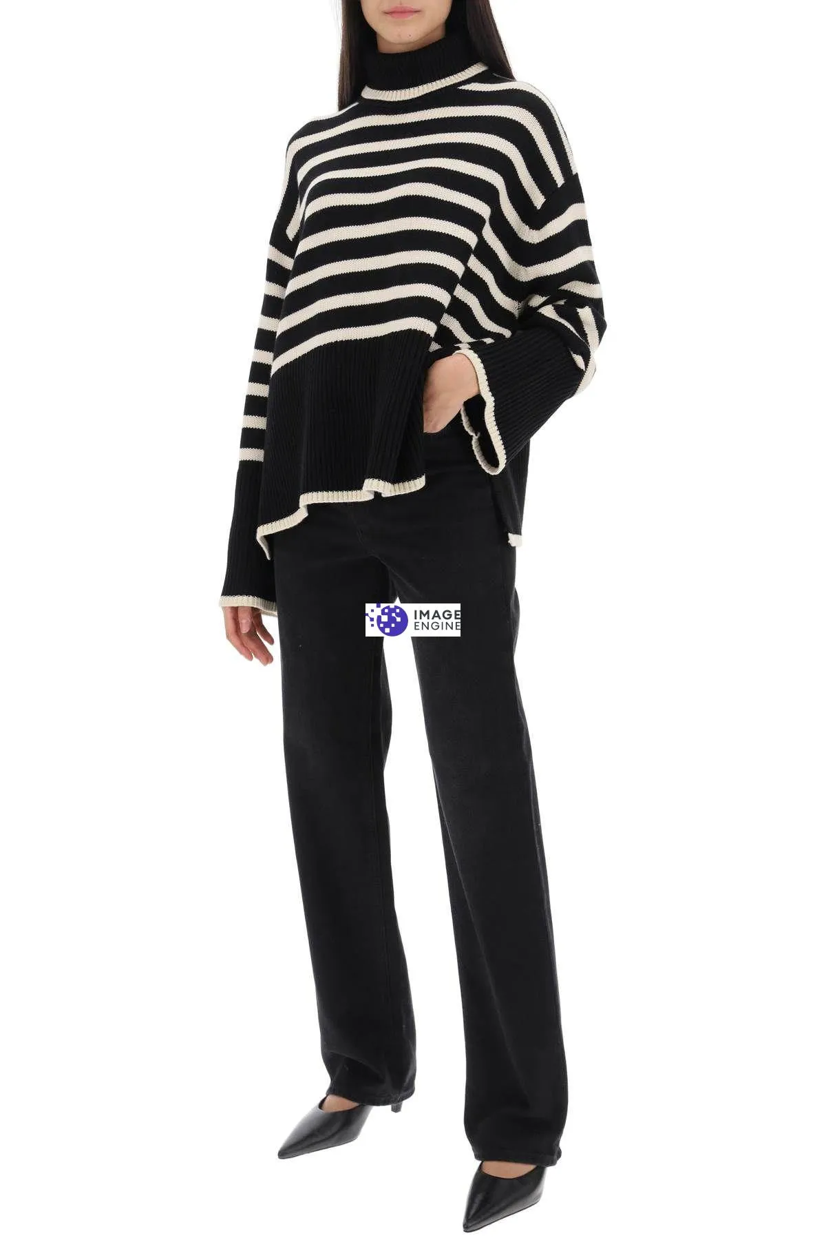 Pullover a righe in lana e cotone