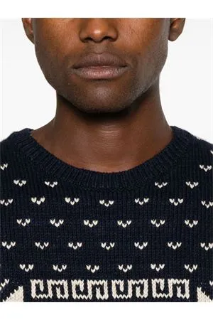 RALPH LAUREN Abbigliamento,Maglieria Maglione in misto cotone blu e bianco 