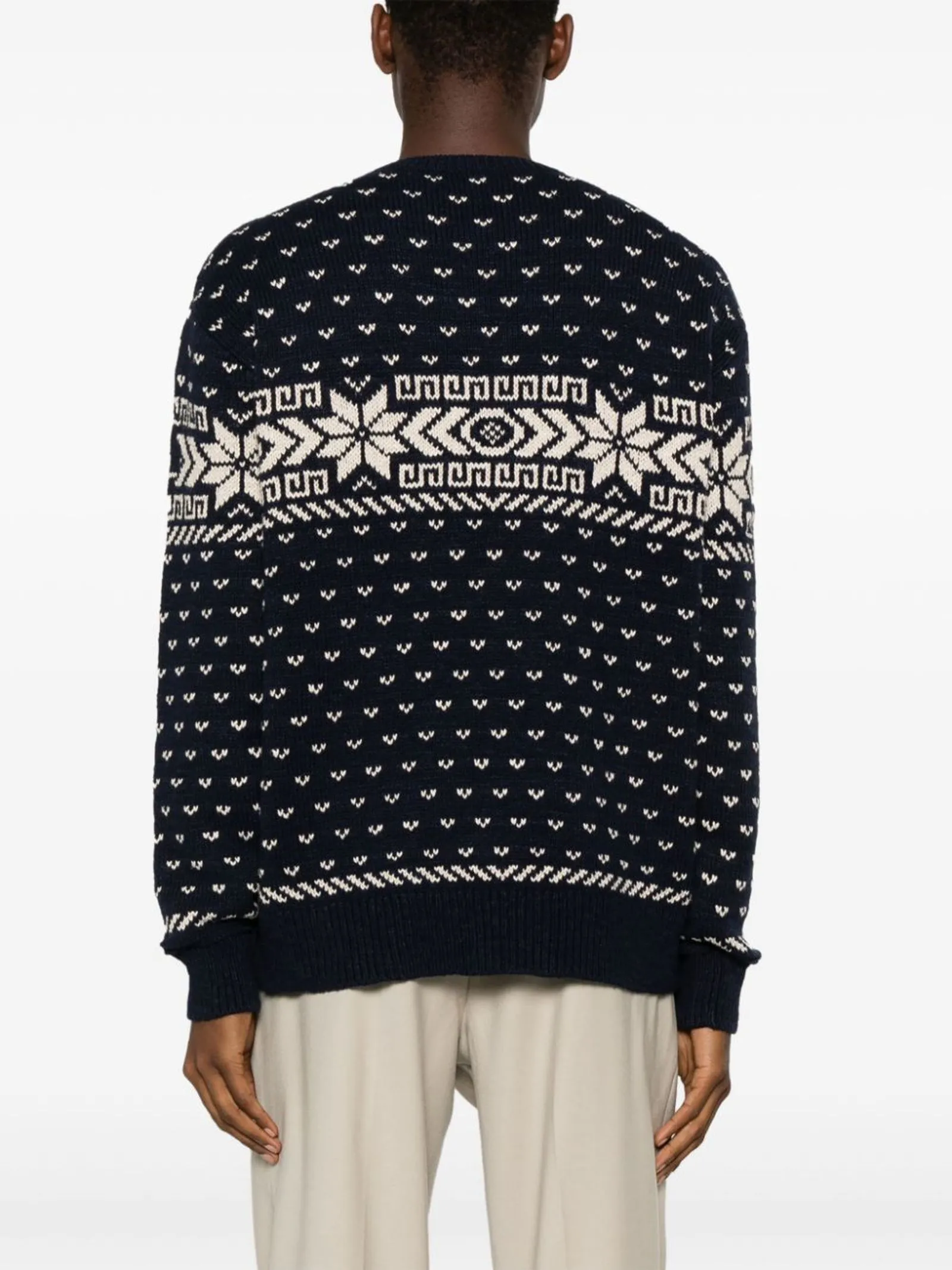 RALPH LAUREN Abbigliamento,Maglieria Maglione in misto cotone blu e bianco 