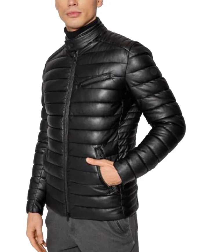SAVE THE DUCK Piumino Uomo D30161M SKIN15 KANYE A-EE Ecopelle chiusura a zip e tasche 10000 BLACK