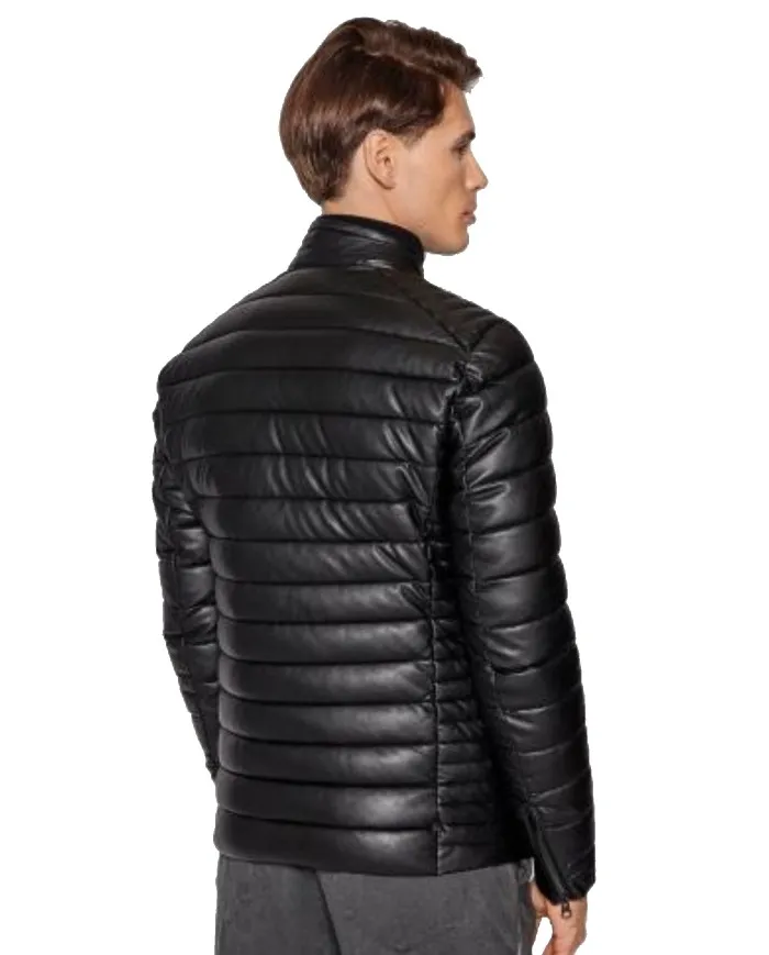 SAVE THE DUCK Piumino Uomo D30161M SKIN15 KANYE A-EE Ecopelle chiusura a zip e tasche 10000 BLACK