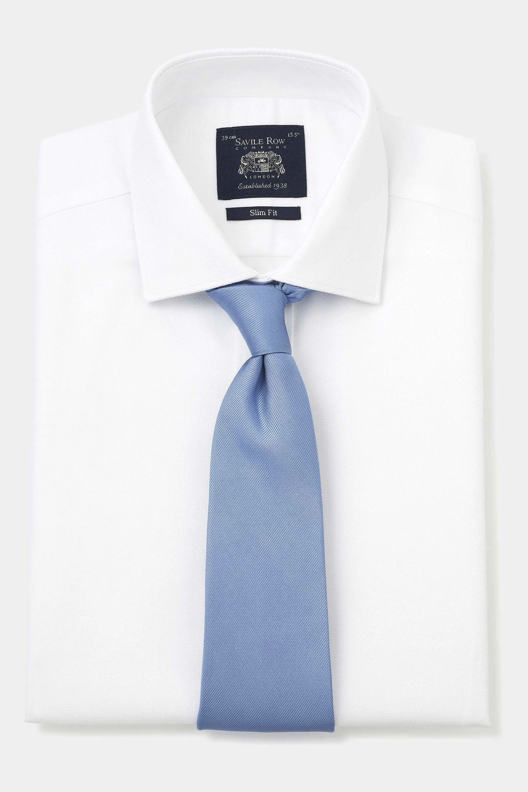 Savile Row Company 100% Cotone Testurizzato Dobby Slim Polsino Singolo Bianco - Camicia    