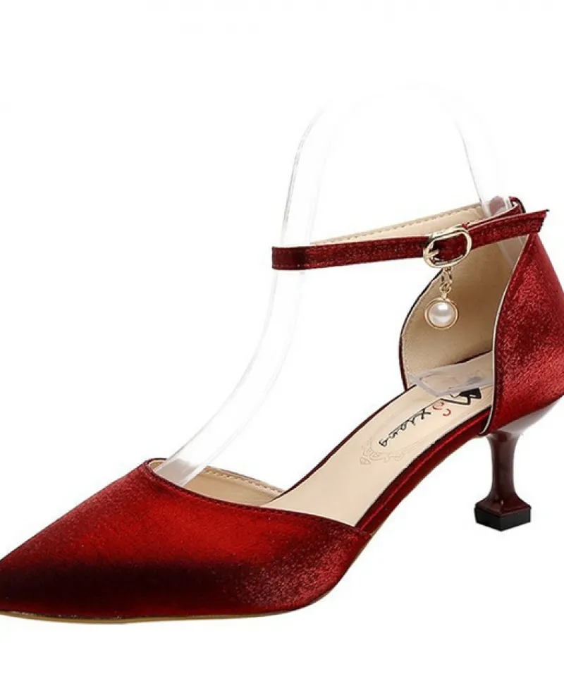 Scarpe a punta Tacchi alti Moda Donna Tinta unita Scarpe Fibbia Cinturino Tacchi sottili Scarpe Casual Scarpe da donna traspiran