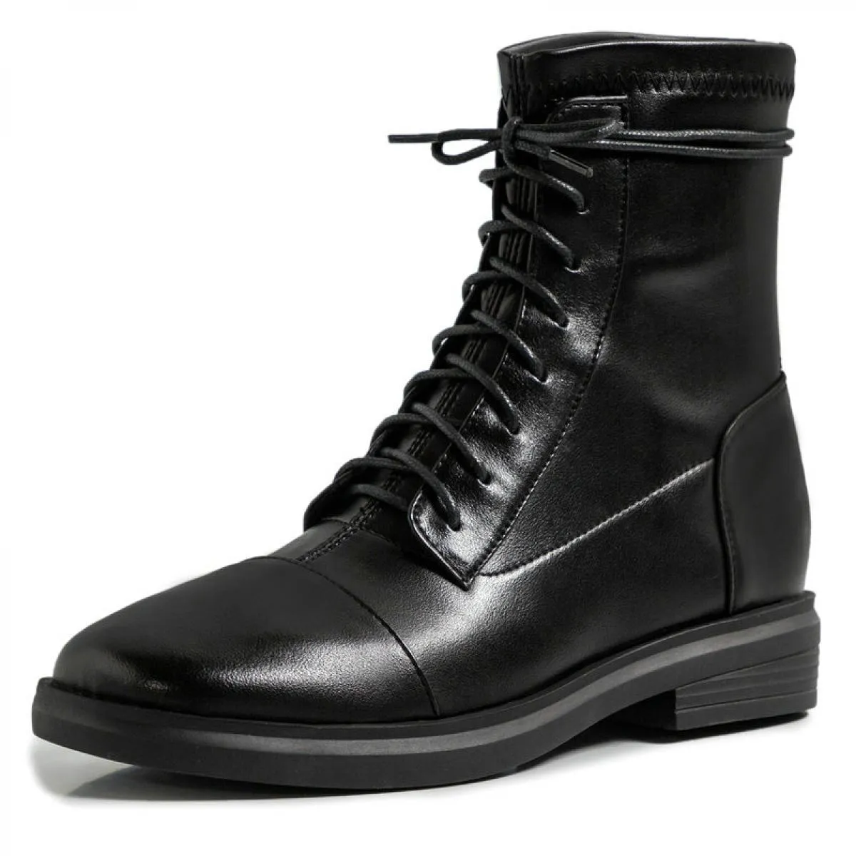 Scarpe con lacci incrociati Donna 2024 Stivali da moto da donna con tacco basso più nuovi Stivaletti da donna in vera pelle da l