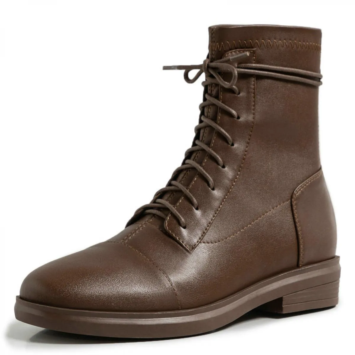 Scarpe con lacci incrociati Donna 2024 Stivali da moto da donna con tacco basso più nuovi Stivaletti da donna in vera pelle da l