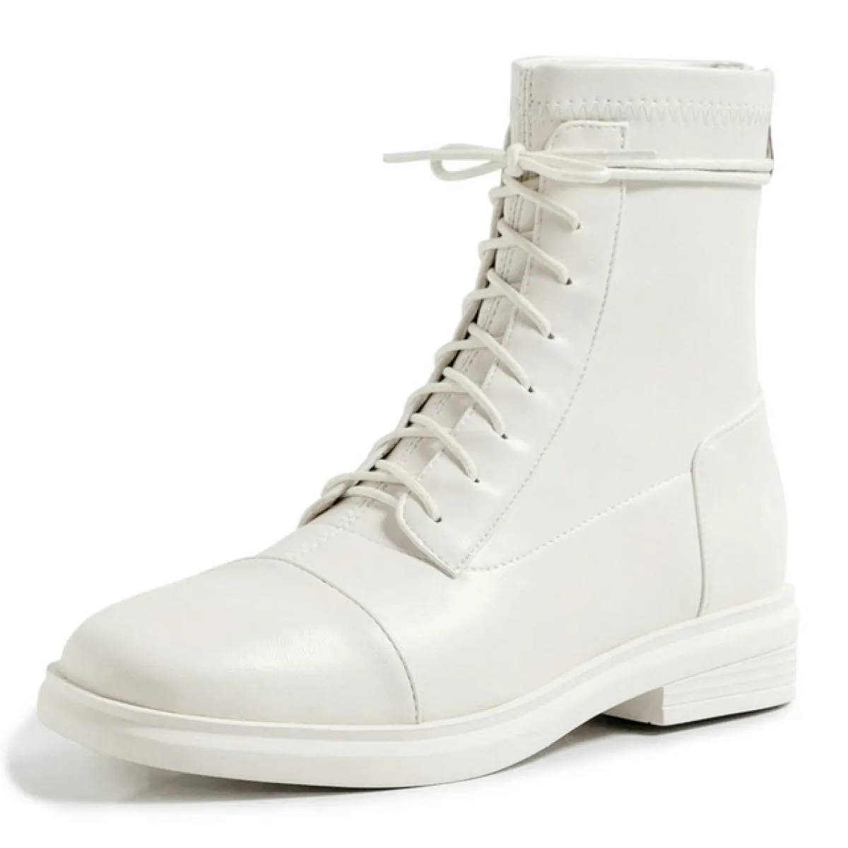 Scarpe con lacci incrociati Donna 2024 Stivali da moto da donna con tacco basso più nuovi Stivaletti da donna in vera pelle da l