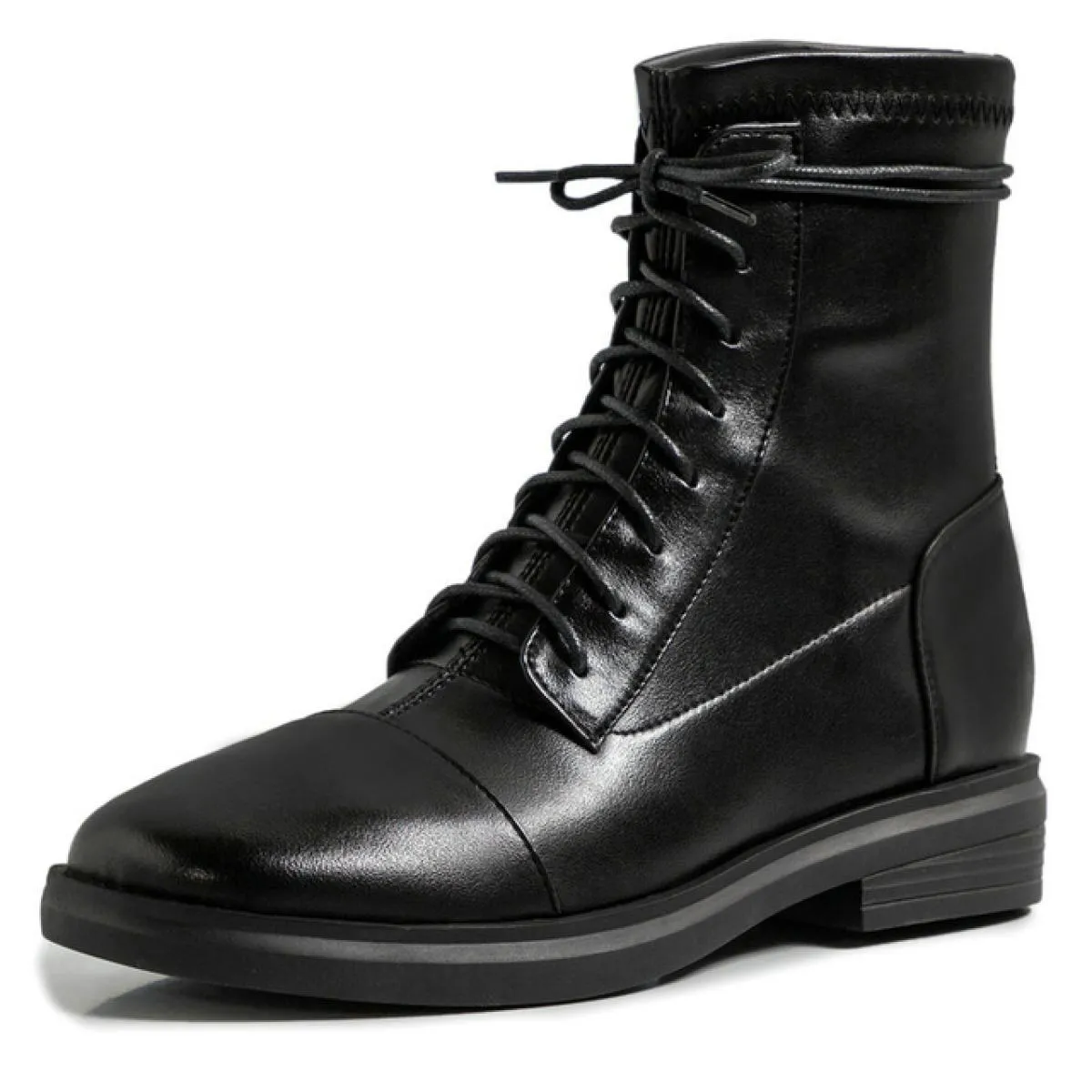 Scarpe con lacci incrociati Donna 2024 Stivali da moto da donna con tacco basso più nuovi Stivaletti da donna in vera pelle da l