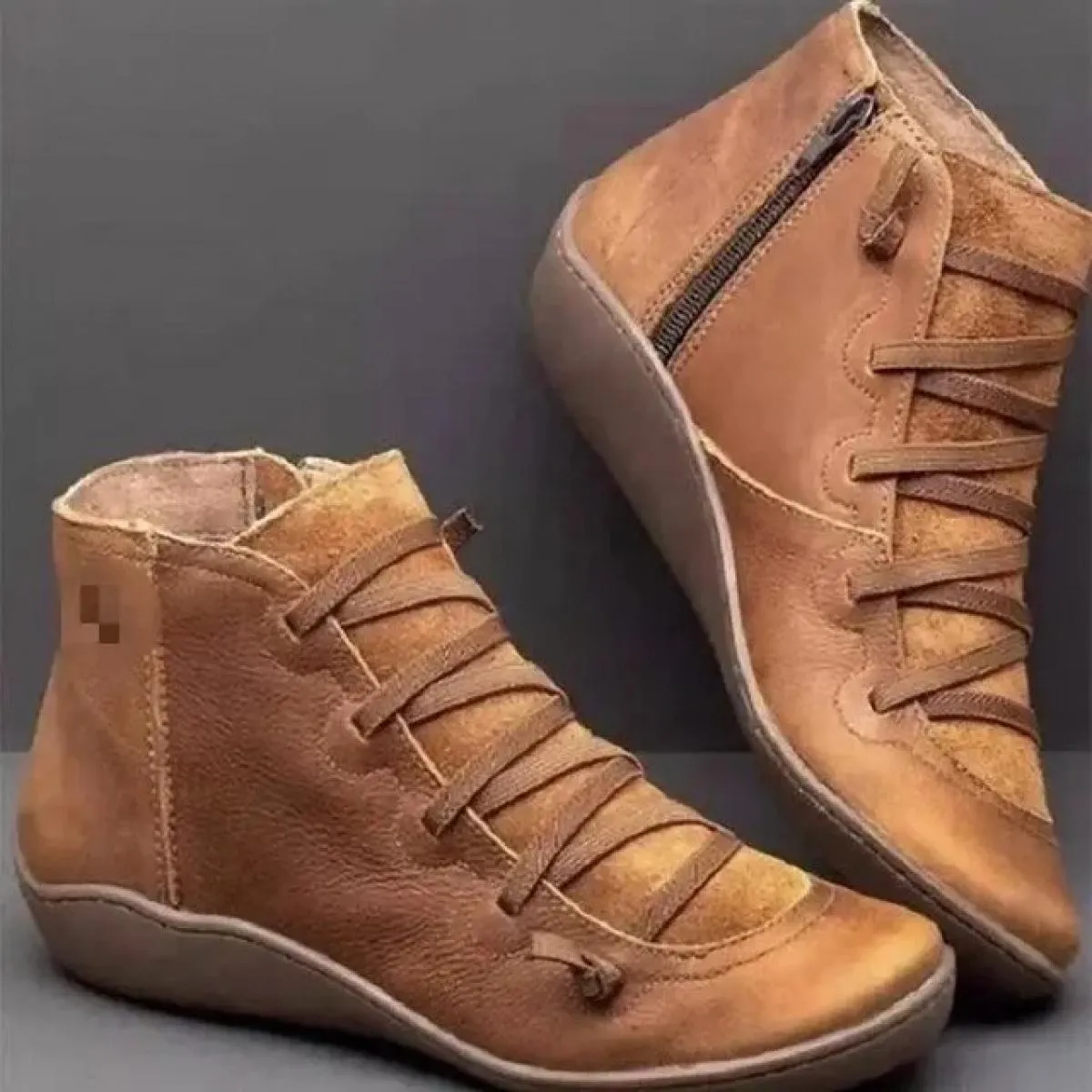Scarpe moda con tacco a zeppa Stivaletti in PU da donna Tacco basso da donna Mamma Comoda suola morbida Testa tonda Corta di gra