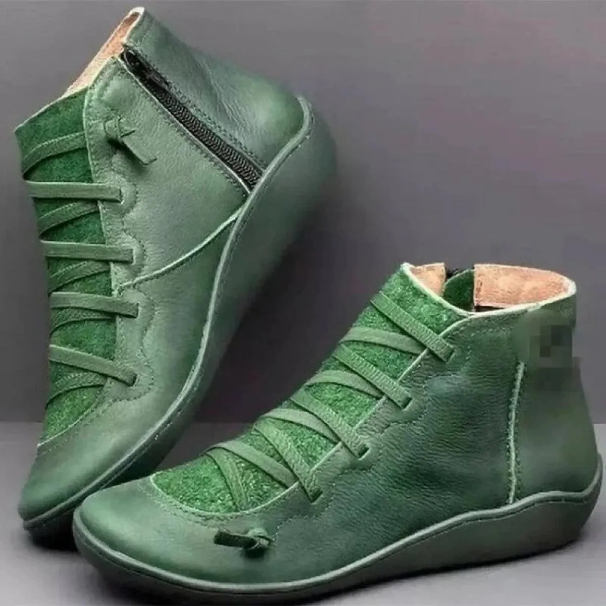 Scarpe moda con tacco a zeppa Stivaletti in PU da donna Tacco basso da donna Mamma Comoda suola morbida Testa tonda Corta di gra