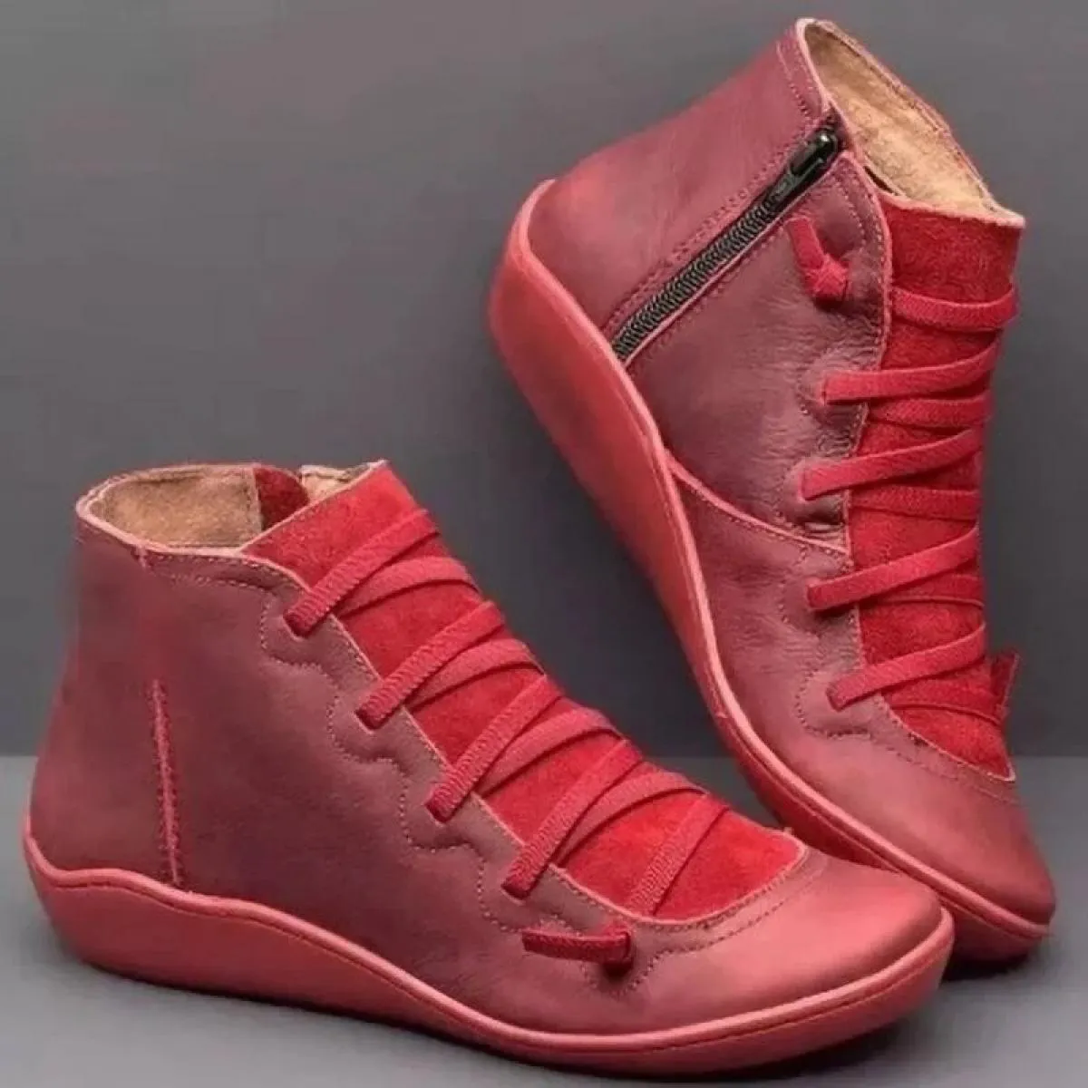 Scarpe moda con tacco a zeppa Stivaletti in PU da donna Tacco basso da donna Mamma Comoda suola morbida Testa tonda Corta di gra
