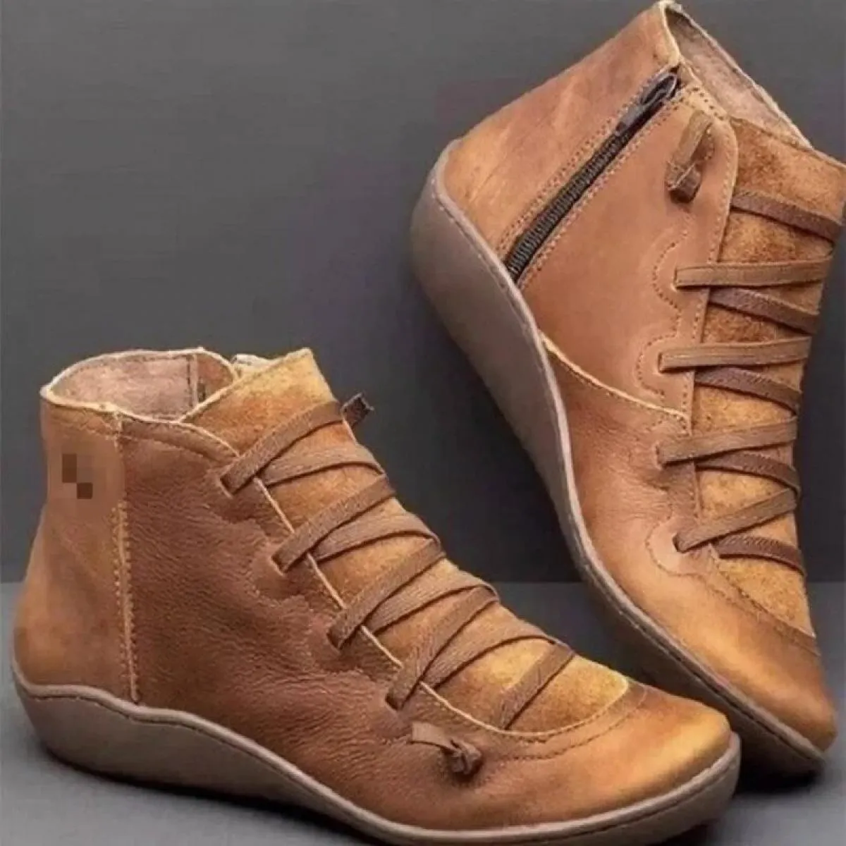 Scarpe moda con tacco a zeppa Stivaletti in PU da donna Tacco basso da donna Mamma Comoda suola morbida Testa tonda Corta di gra