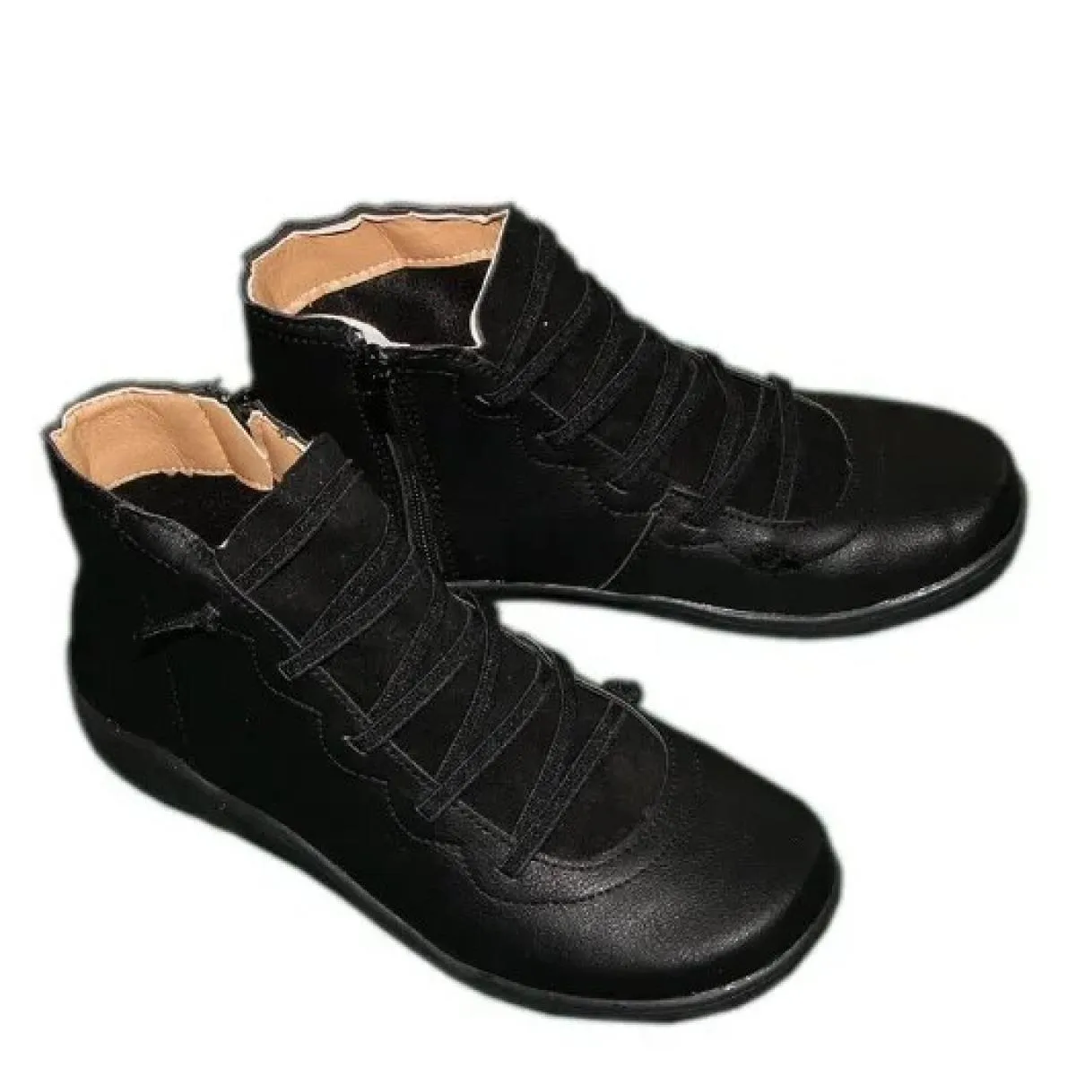Scarpe moda con tacco a zeppa Stivaletti in PU da donna Tacco basso da donna Mamma Comoda suola morbida Testa tonda Corta di gra